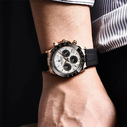 Originale neue PAGANI DESIGN PD-1664 Luxus-Herrenuhr mit japanischem VK63-Quarzwerk, Saphirglas, wasserdichtem Chronographen, Gold