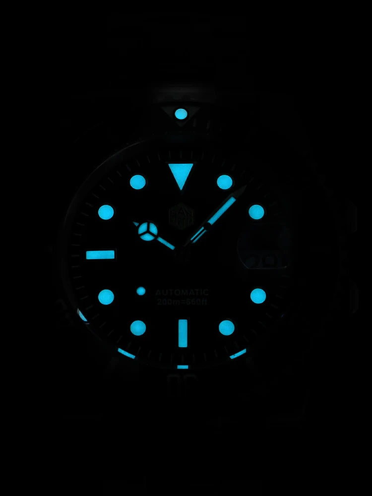 San Martin 40mm Water Ghost PT5000 Automatic Men Diving Watch Business Mechanical Sapphire Waterproof 20Bar Luxury BGW-9 SN0017D
