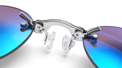Runde randlose Sonnenbrille für Herren Matrix Morpheus Herren-Klassiker mit Nasenklammer Mini-Brille ohne Rahmen Marken-Designbrille UV400