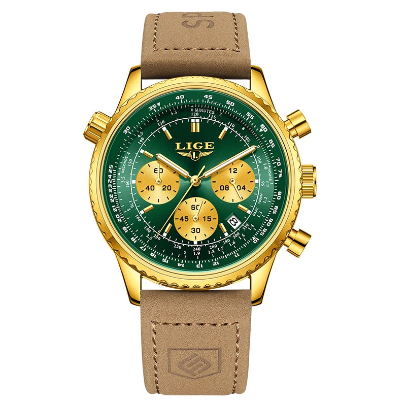 LIGE Luxusuhr für Herren – Chronograph mit Datumsanzeige, aus Edelstahl, wasserdicht, leuchtend, im sportlichen und militärischen Stil, Quarzuhr für Herren