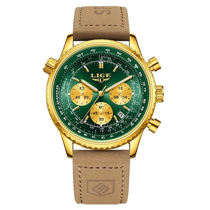 LIGE Luxusuhr für Herren – Chronograph mit Datumsanzeige, aus Edelstahl, wasserdicht, leuchtend, im sportlichen und militärischen Stil, Quarzuhr für Herren