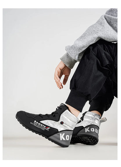 Baskets montantes décontractées avec motif gaufré tendance, souples et amortissantes, polyvalentes pour les trajets quotidiens, chaussures de sport unisexe rehaussantes et tendance 9