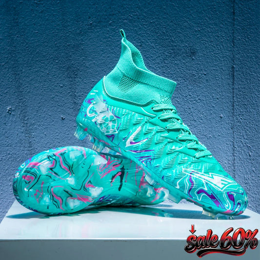 Men's High Ankle Football Boots Turf Soccer Cleats Breathable Non-slip Training Match Sneakers Outdoor Sports FG Soccer Shoes