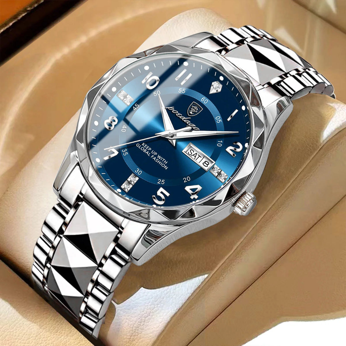 Orologio da uomo POEDAGAR Fashion Luxury, impermeabile, luminescente, al quarzo, cinturino in acciaio inossidabile, data e giorno della settimana, stile casual.