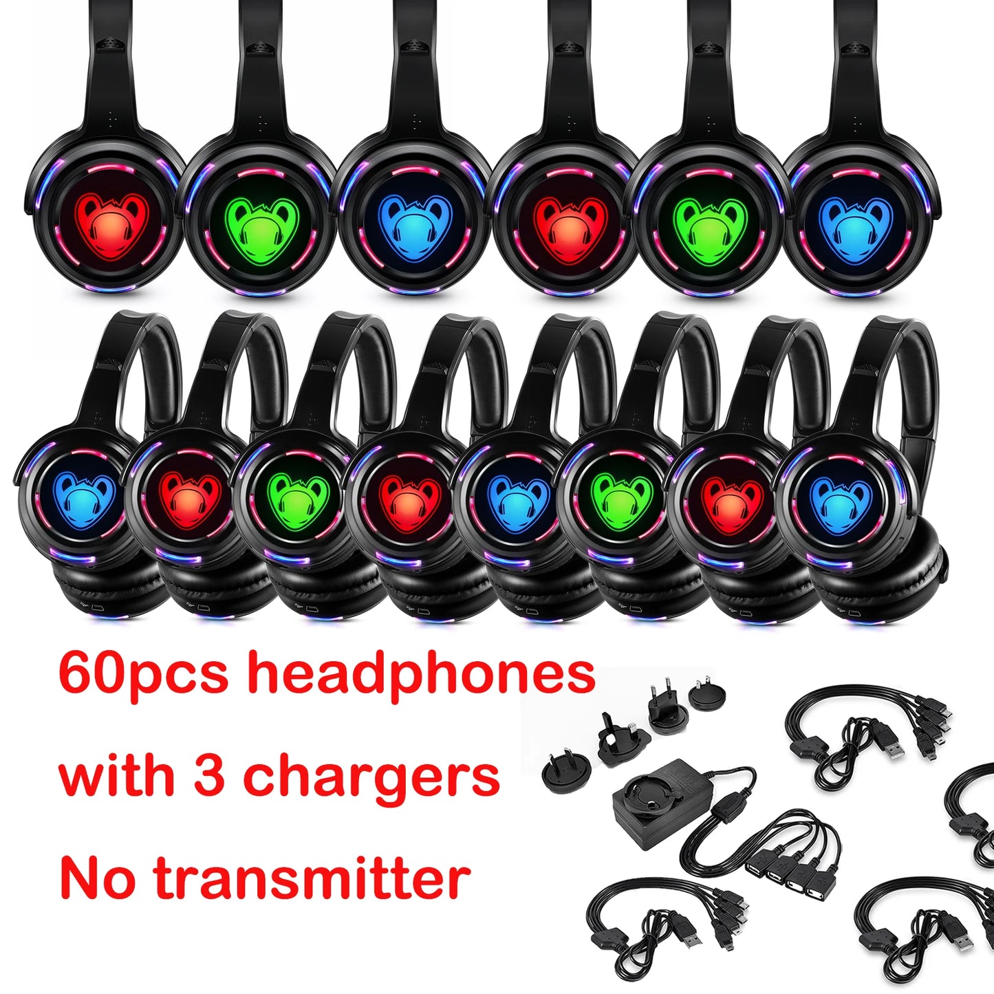 Silent Disco Wireless Headphones and RF LED LOGO Headset For DJ Music Pary Club Headphones only