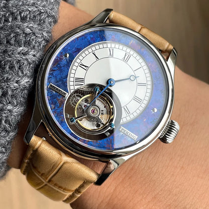 Merkur 100% Tourbillon Watch Men's Sapphire Watch For Men Mechanical Wristwatches Relogio Masculino Purple Business Watch 42mm