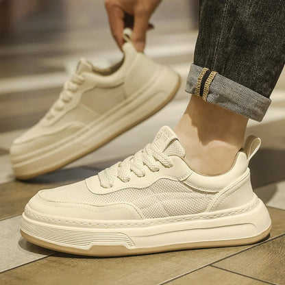 Men's Ultralight Breathable Mesh Sneakers 2025 Fashion Thick Sole Casual Shoes Comfortable Lace-up Trainers for Daily Walking