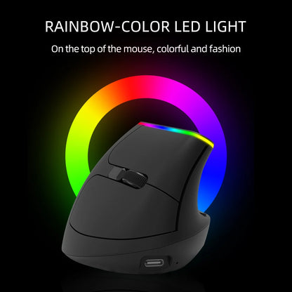 Delux  Ergonomic Vertical Mouse Rechargeable Wireless RGB Mouse Bluetooth 2.4G  4000DPI Gaming Silent Mice For Laptop PC