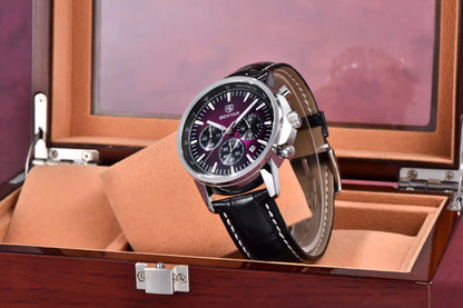 Orologio di lusso da uomo Benyar – Cronografo con datario, cinturino in pelle, impermeabile, luminescente, stile sportivo e militare, orologio al quarzo
