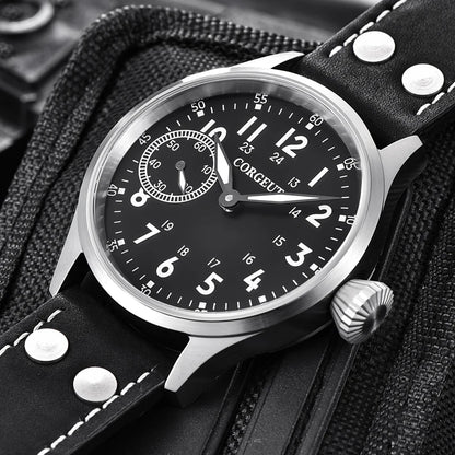 Corgeut Seagull ST3600 17 Jewelry 44mm Mechanical Watch Hand Wound Sapphire waterproof Watch Sports Leather Luxury 6497 Watch