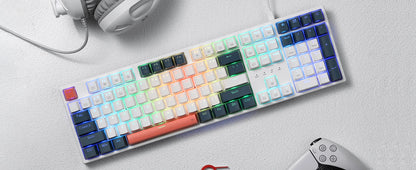 Redragon K668 RGB Gaming Keyboard, 108 Keys Wired Mechanical Keyboard w/Extra 4 Hotkeys Upgraded Hot-swappable Socket，Red Switch