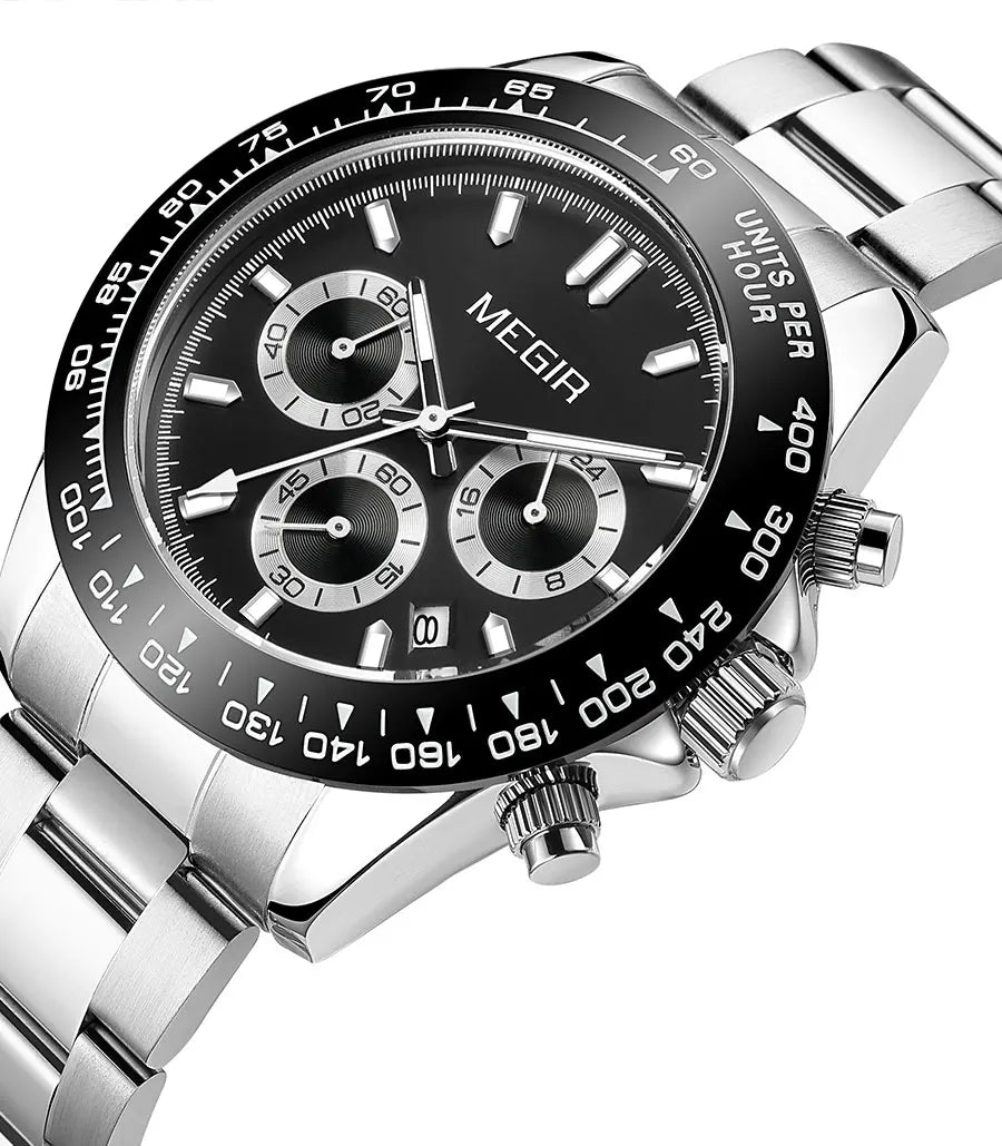 Orologio da uomo MEGIR, marchio di lusso, orologio sportivo al quarzo, bracciale in acciaio inossidabile, impermeabile, cronografo, orologio da polso
