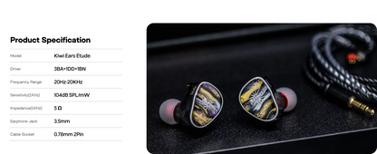 Linsoul Kiwi Ears Étude Beryllium DD + 3BA + Vibration Transducer HIFI IEM Earphone with Precision Tuning Wired Earbuds