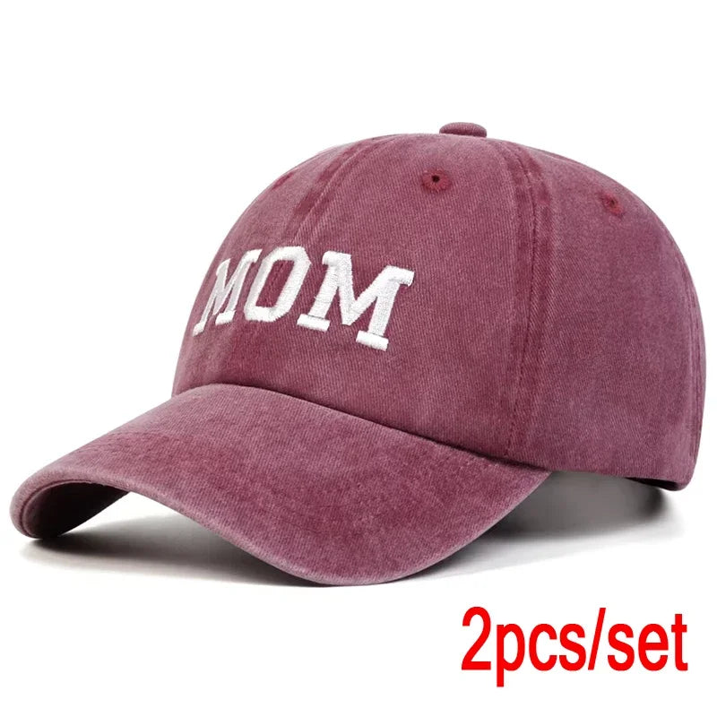 2 stuks unisex baseballpetten met geborduurde letters ‘DAD’ en ‘MOM’, wasbaar, voor lente en herfst, verstelbaar, casual, met zonwering