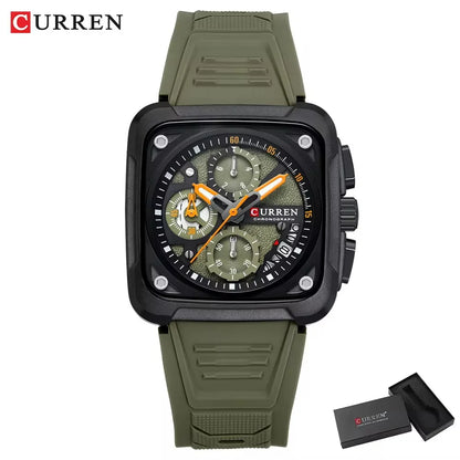 Montres pour homme CURREN : montre-bracelet de luxe à quartz, carrée, originale, étanche et luminescente, chronographe pour homme, Relogio
