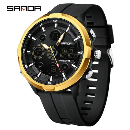 SANDA 9053 G Montres de sport militaires pour homme Montre numérique de luxe Montre-bracelet à quartz étanche jusqu’à 50 m pour homme Relogios Masculino
