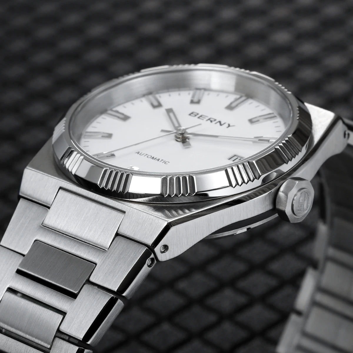 Orologio automatico da uomo BERNY, dorato, vetro zaffiro, lancette luminescenti, originale al 100%, dotato di movimento PT5000, rivestimento antiriflesso, modello di lusso con lunetta intercambiabile, impermeabile fino a 5 ATM.