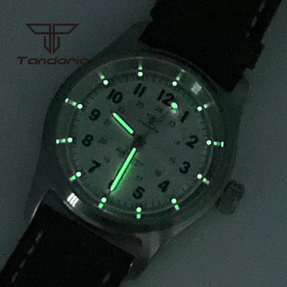 Tandorio 36mm Fashion 20BAR automatische Taucher- und Pilotenuhr für Herren und Damen, NH35/PT5000/Miyota8215 Uhrwerk, Saphir-Armbanduhr, grüne Leuchtmasse