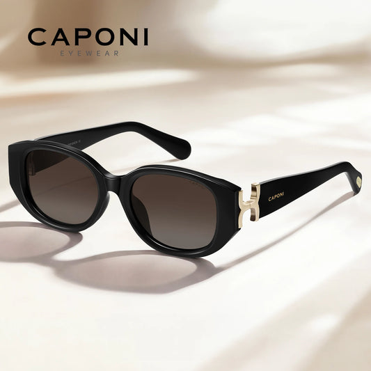CAPONI New Polarized Women Sunglasses Fshion Luxury Acetate Outdoor Original Design Eyewear UV400 Protection Brown Shade CP36023