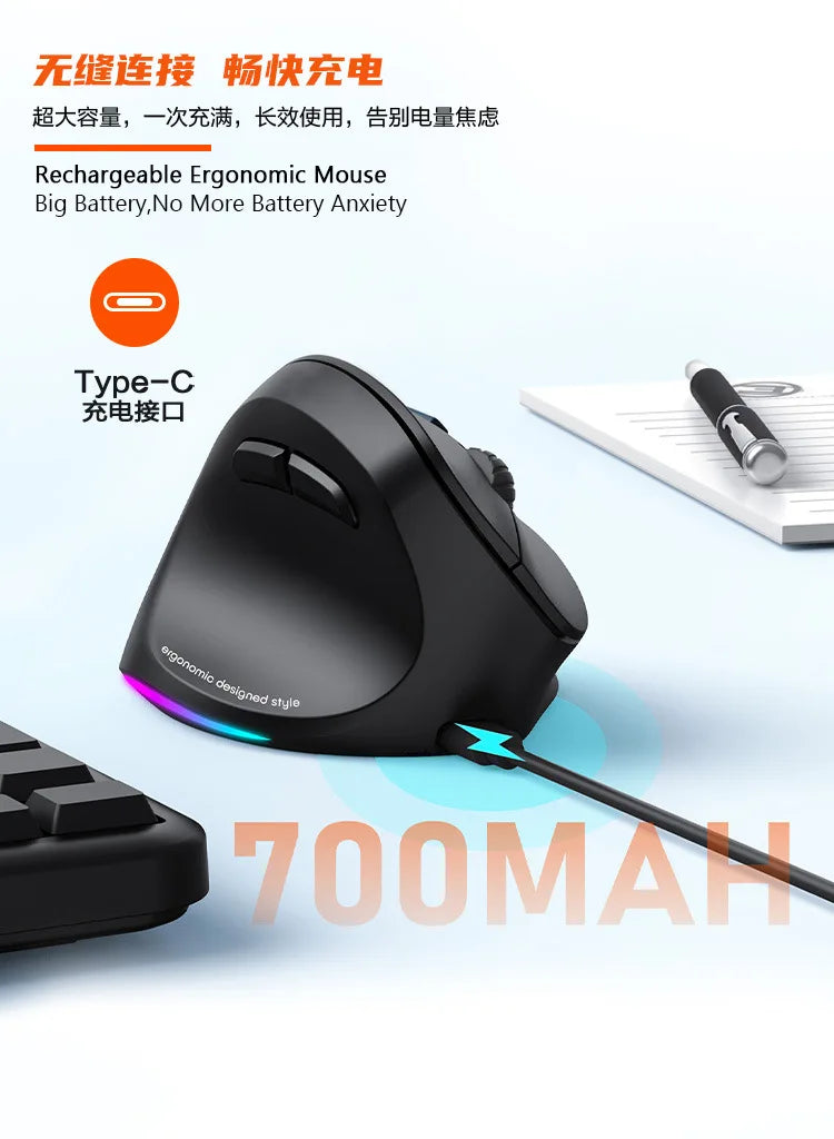 Left Hand Wireless Mouse Bluetooth Mouse Gamer Ergonomic 2400DPI Silent Mouse For MacBook Tablet Laptops Computer PC 2.4G Mice