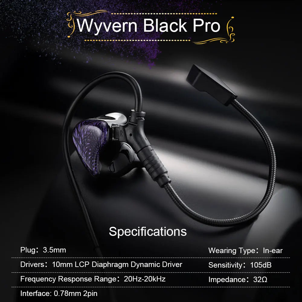 Celest Wyvern Black In Ear Earphone Monitor With Microphone Hifi Music Headphone IEMs Wired Gaming Earbuds For Gifts