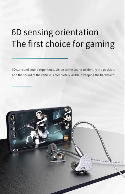 BGVP Scale 2DD In Ear Monitor Earphone 6D Sound Effects Gaming Headset HiFi Wired Headphones Bass Stereo Earpiece Music Earbuds