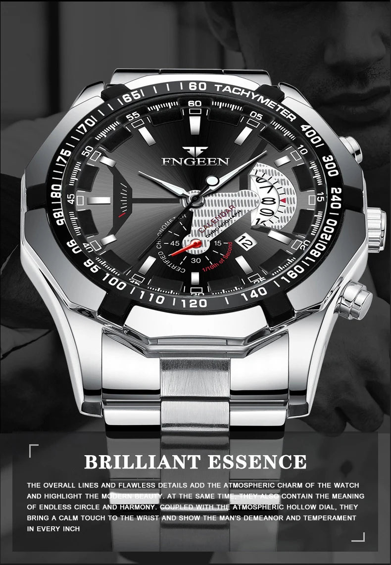 Montres-bracelets à quartz BINBOND Original pour homme : montres de luxe luminescentes, étanches, à date automatique, en acier inoxydable. Livraison gratuite.