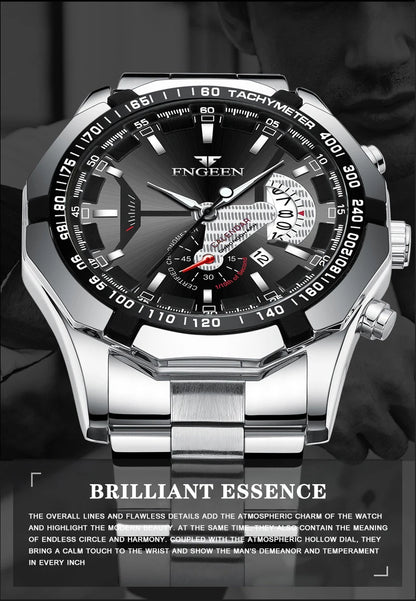 Montres-bracelets à quartz BINBOND Original pour homme : montres de luxe luminescentes, étanches, à date automatique, en acier inoxydable. Livraison gratuite.