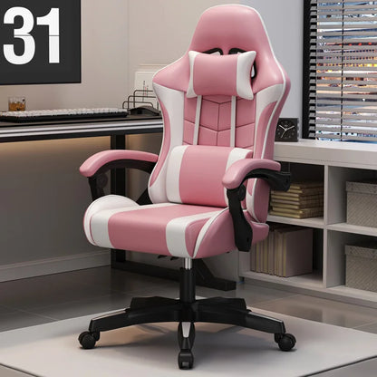 Ergonomic Racing Gaming Chair Adjustable Swivel PU Leather with Headrest and Lumbar Support For Office Computer Living Room