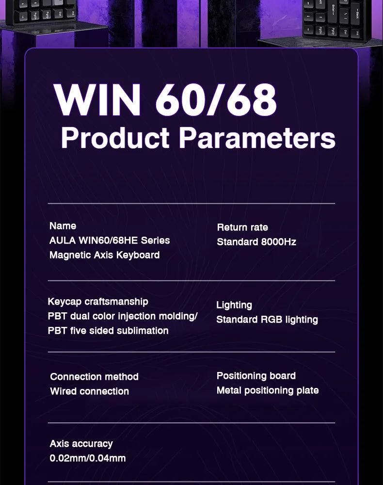 AULA WIN60 HE Magnetic Keyboard 21 Keys Butterfly Keycaps Wired 8K Return RGB Hotswap Customized E-sports Gaming Keyboard