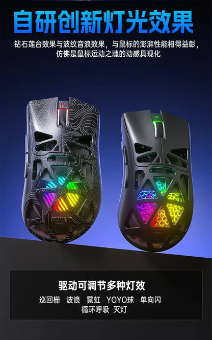 AULA SC620 Wireless 3-Mode Mouse Bluetooth Hollow Lightweight RGB Gaming Mouse for FPS Esports, Office & Daily Use for PC Laptop