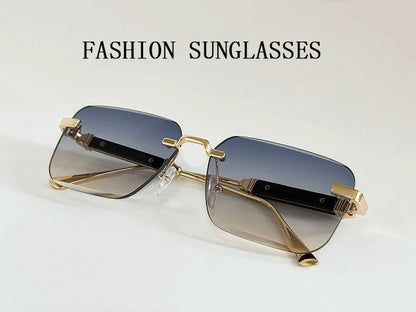 New 2024 Square Sunglasses Women Trendy Vintage Designer Rimless Sunglasses For Men Vacation Fashion Glasses Lentes De Sol Mujer