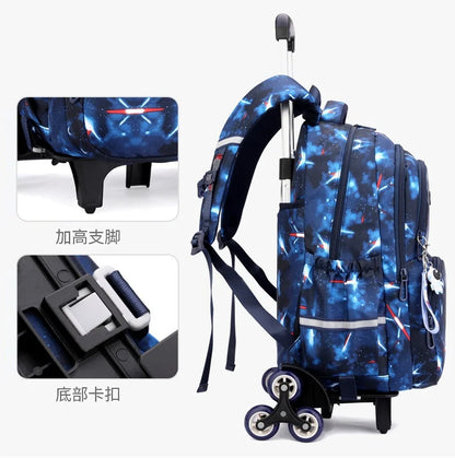 Fortnite Trolley Bag Easy Stair Climbing Anime Waterproof Wheeled Backpack Large Capacity Student Schoolbag Casual Travel Bag