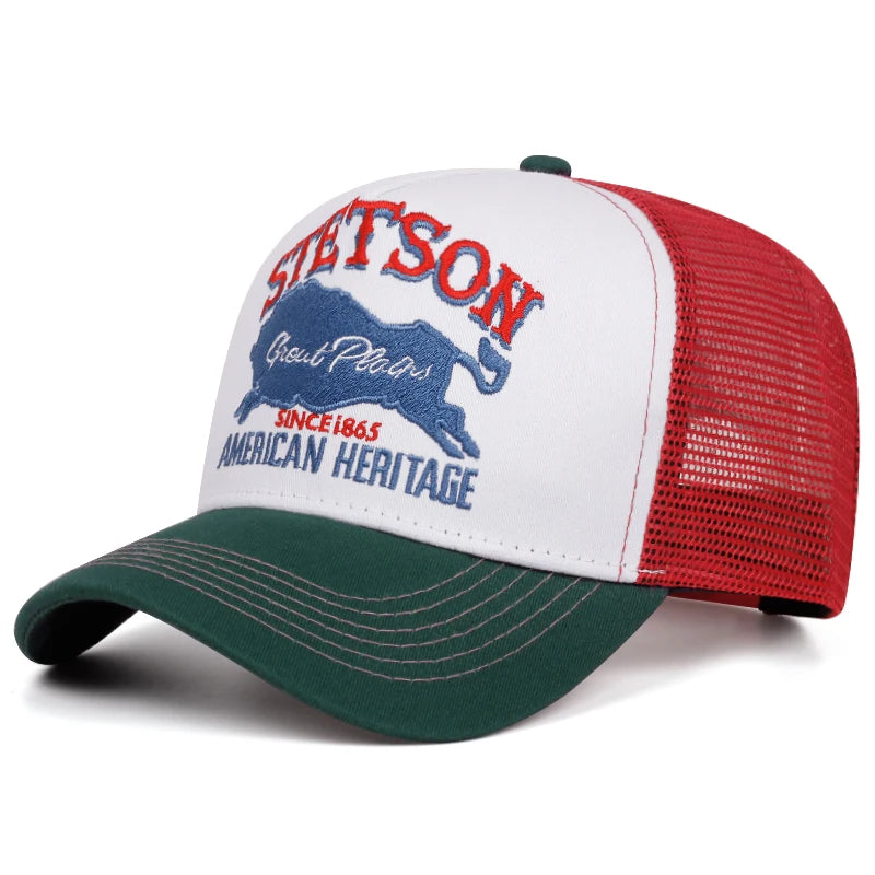 2025 Personalized New Truck Hat STATION Blue Bull Mesh Hat Men's Street HipHop Hat Women's Daily Commuting Sunshade Baseball Hat