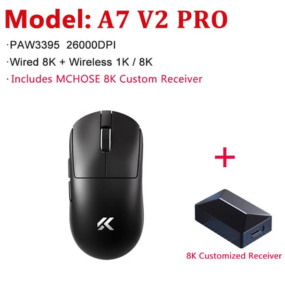 MCHOSE A7 V2 Ultra / Pro Lightweight Wireless Gaming Mouse Dual 8000Hz PAW3950 TI 42000DPI Mice For PC E-sports Gamer