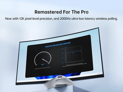 Rapoo MT760PRO Wireless Mouse NearLink + Bluetooth 5.0 Multi-Device 12000 DPI 2K Polling Rate Ergo for Work Gaming Quiet Clicks