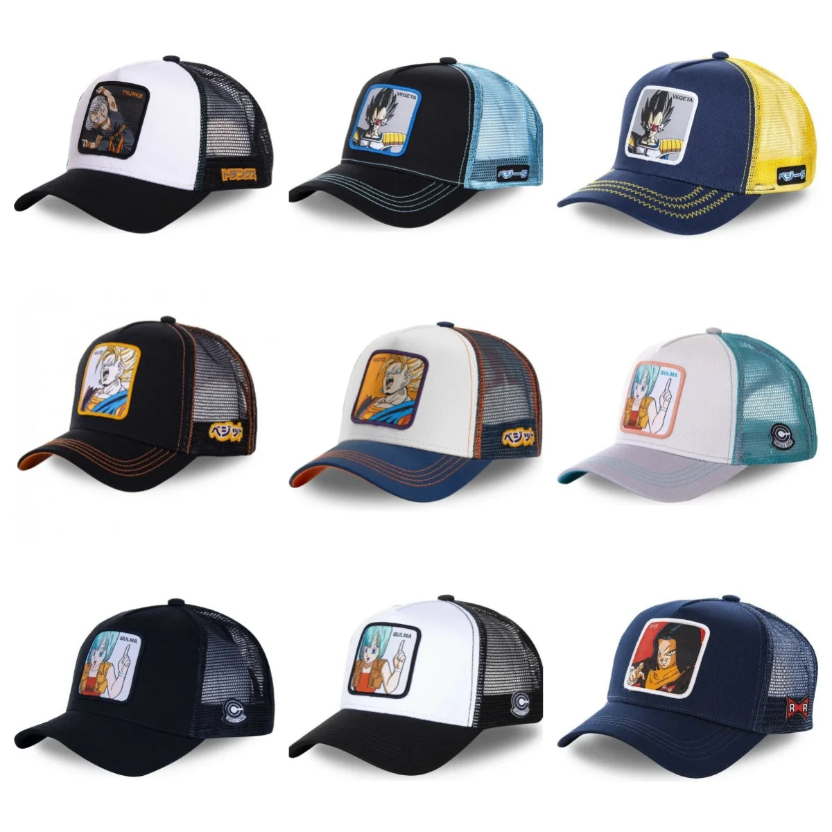 New Dragon Ball Son Goku Cap Summer Travel Peaked Cap Men's Embroidery Hip-Hop Cap Style Sun Visor Adjustable Trucker Mesh Cap
