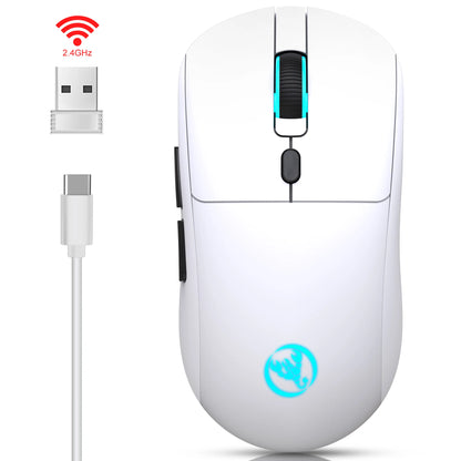 2.4G Wireless Rechargeable Mouse 650mAh Adjustable 3600DPI 7 Colors RGB Lighting Ergonomic Silent for Office Laptop PC Gaming