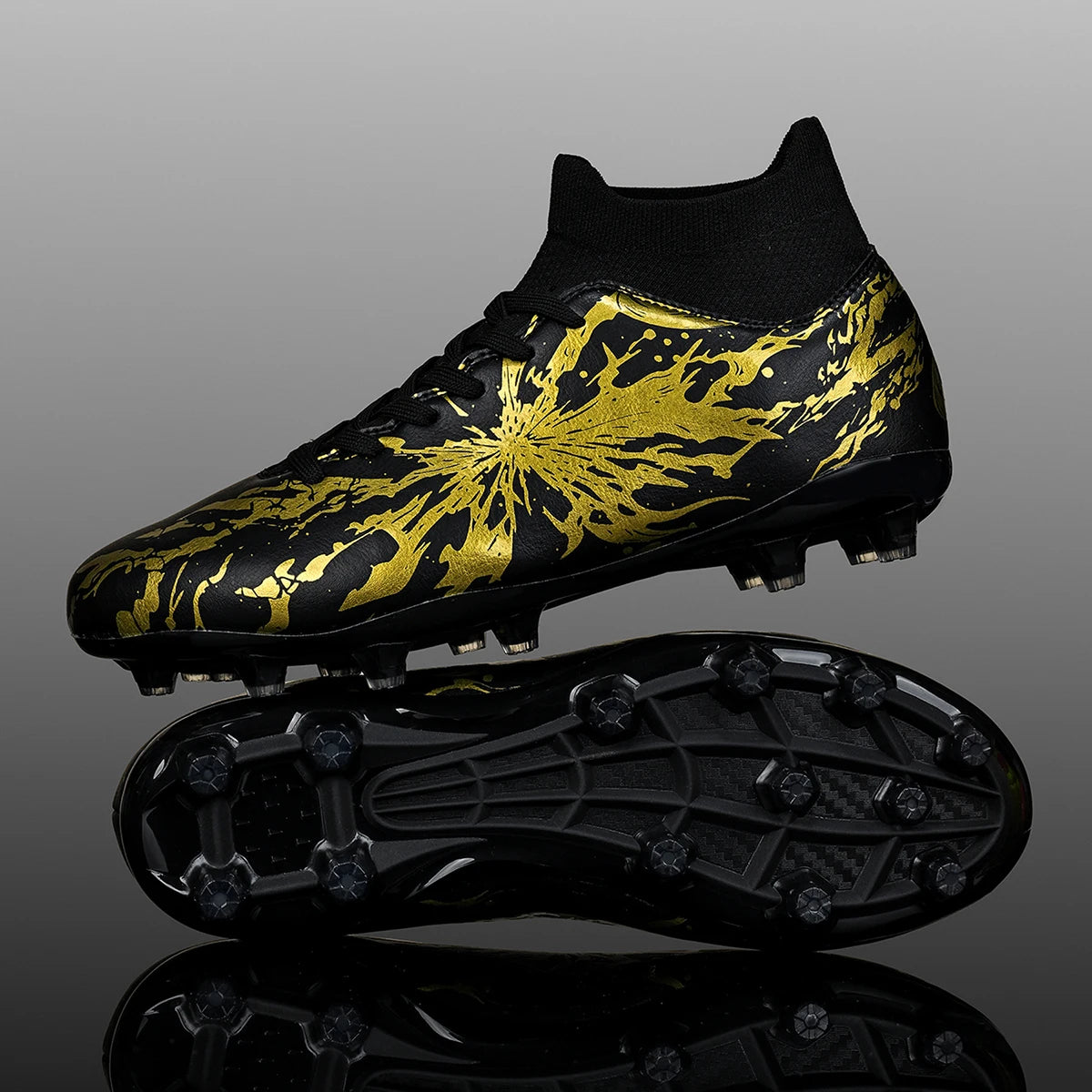 Chaussures de football FG pour hommes adultes, crampons pour terrain ferme, semelle respirante en PU résistante à l'usure pour l'entraînement et la compétition de football sur pelouse en plein air