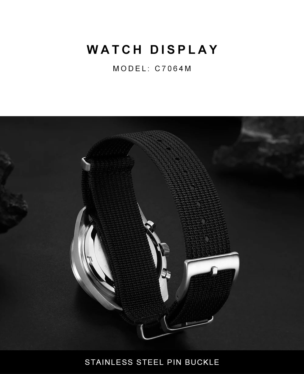 CADISEN Neue Herrenuhren Luxuriöse Quarz-Armbanduhr für Herren Saphirglas mit AR-Beschichtung Canvas VK68 Speed Chronograph Automatik
