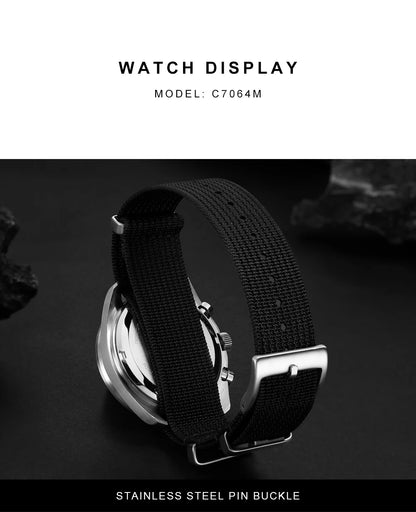 CADISEN Neue Herrenuhren Luxuriöse Quarz-Armbanduhr für Herren Saphirglas mit AR-Beschichtung Canvas VK68 Speed Chronograph Automatik