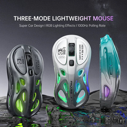Wireless 2.4G Tri-Mode Rgb Gaming Mouse Hollow Lightweight Design With Chroma Lighting Wired Bluetooth E-Sports Mouse Controller