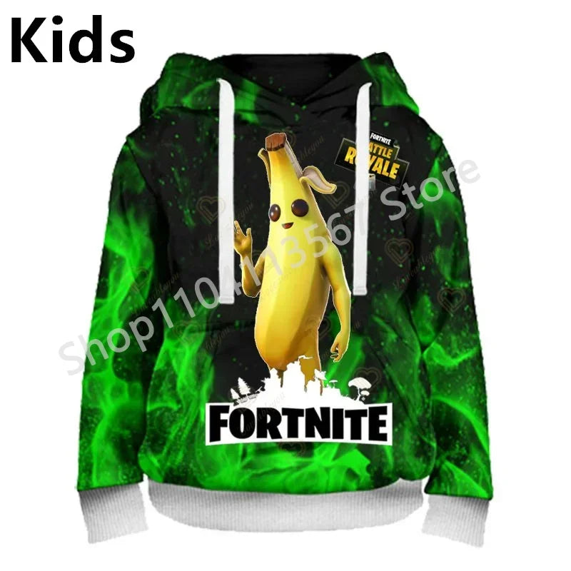 Llama Battle Royale F-Fortnited hættetrøjer med 3D-print til mænd, kvinder og børn, sweatshirts til drenge og piger, streetwear-pullover, grønne overdele