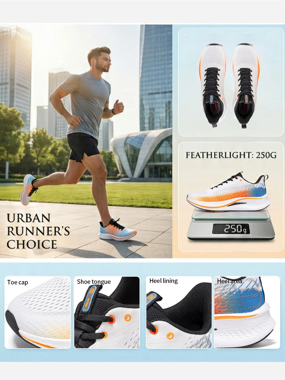 Baasploa Herren-Joggingsportschuhe mit Carbonplatte, professioneller Dämpfung, atmungsaktive rutschfeste Outdoor-Laufsneaker
