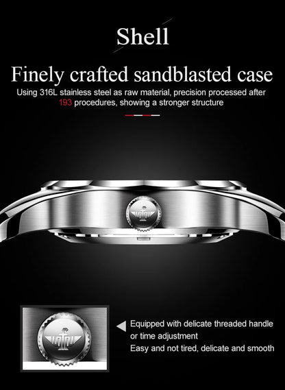 OUPINKE 3169 Japan Movement Men's Watch Classic Luxury Men's Watches Tungsten steel Strap Man Wristwatch