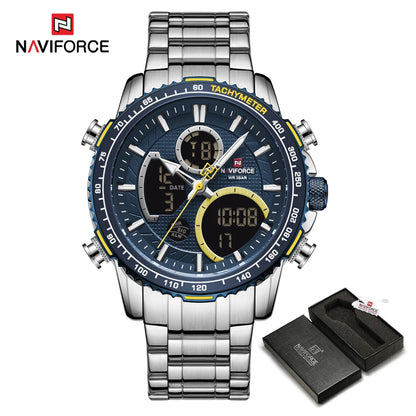 Orologio sportivo da uomo NAVIFORCE – Orologio da polso originale di lusso in acciaio inossidabile, modello militare impermeabile con doppio display