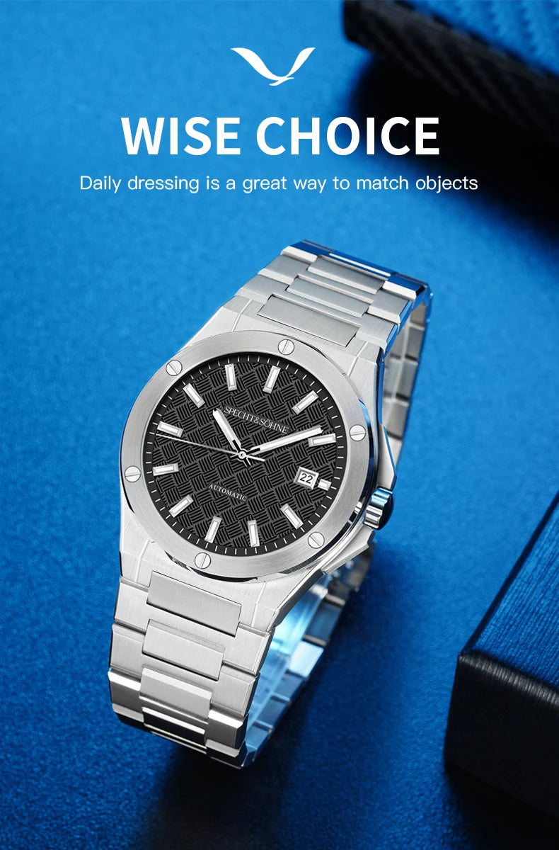 Specht&Sohne 2025 Neue 38MM Herrenuhr, Automatikuhr, Japan Miyota 8215 Uhrwerk, Stahl, Saphirglas, wasserdichte Reloj Homb