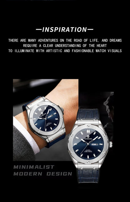 Montre en cuir pour homme, style décontracté et professionnel, montre de luxe pour homme, montres automatiques, montres-bracelets à quartz tendance pour homme, Relojes De Hombre
