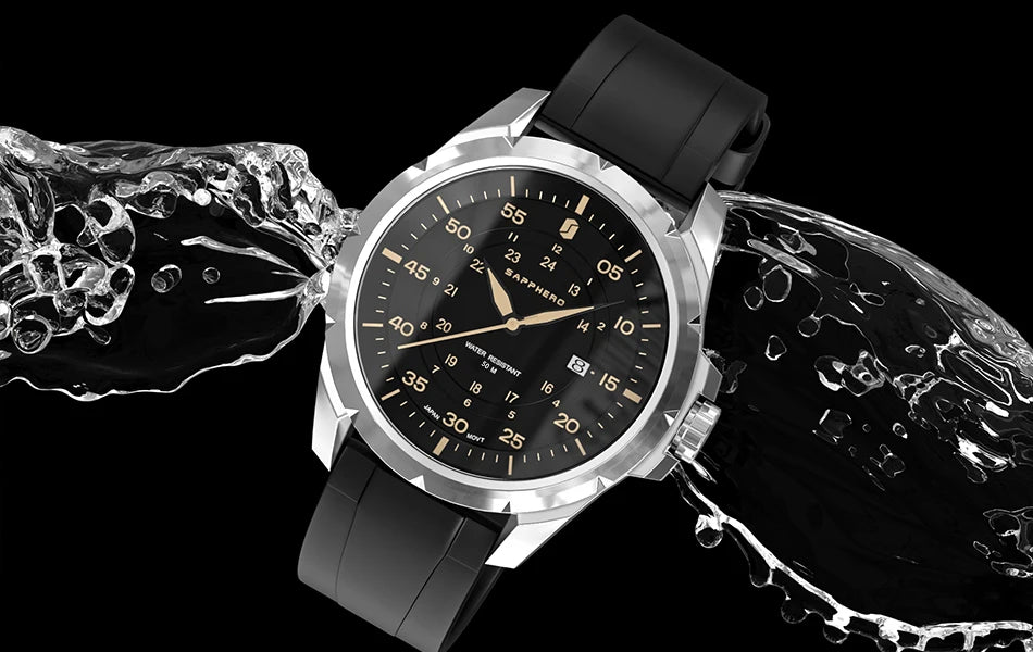 Orologio da uomo SAPPHERO – Orologio al quarzo di lusso, impermeabile fino a 50 m, dotato di un meccanismo importato e di una cassa in acciaio inossidabile – Un’idea regalo ideale per l’uomo.
