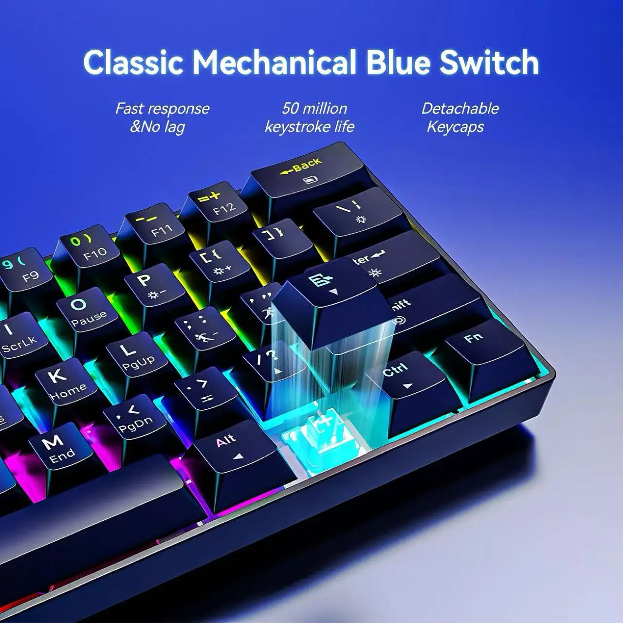 Mini 61Key Wireless Tri-mode Keyboard Bluetooth RGB Backlight Silent Mechanical Feel Portable Film Keyboard For Game Office Home